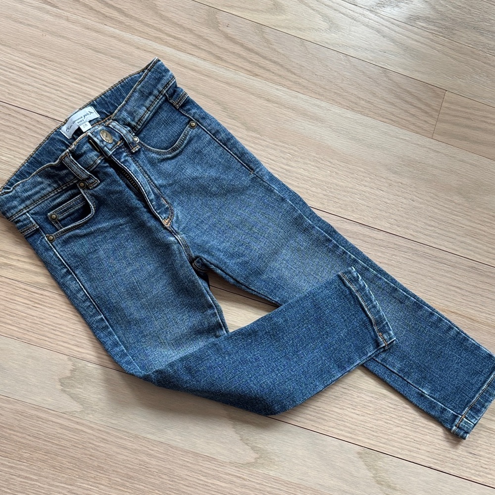 Designer Bleu Comme Gris PARIS - Toddler Blue Denim Jeans - Size 2A - Adjustable